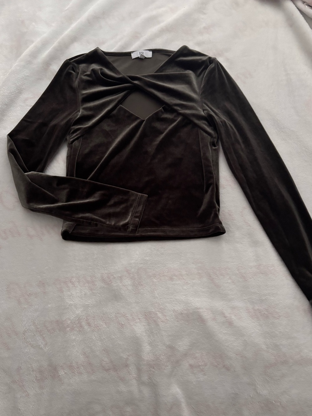NSR Army Green Velvet Long Sleeve Top